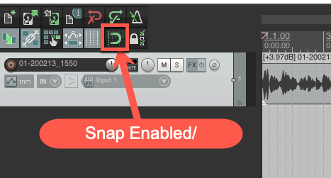 Reaper snap tool in toolbar