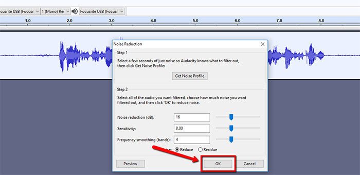 Audacity noise online cancellation